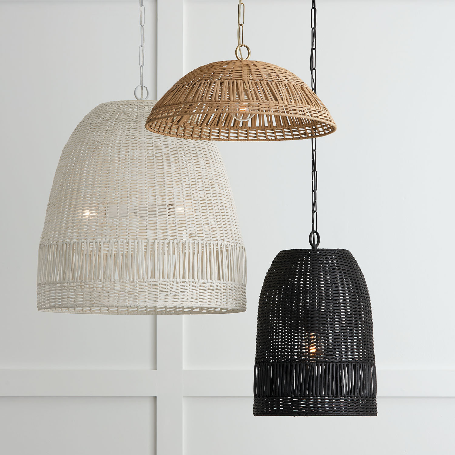 Elfie Single Light Rattan Dimmable Pendant, Brass