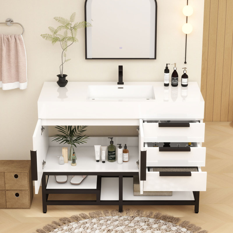 48'' Free Standing Single Bathroom Vanity, White
