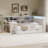 L-shaped Wooden Daybed with Desk and Storage Bookcase-118019865-118019864
