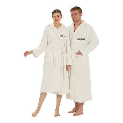 Velour Mid-Calf Bathrobe with Pockets