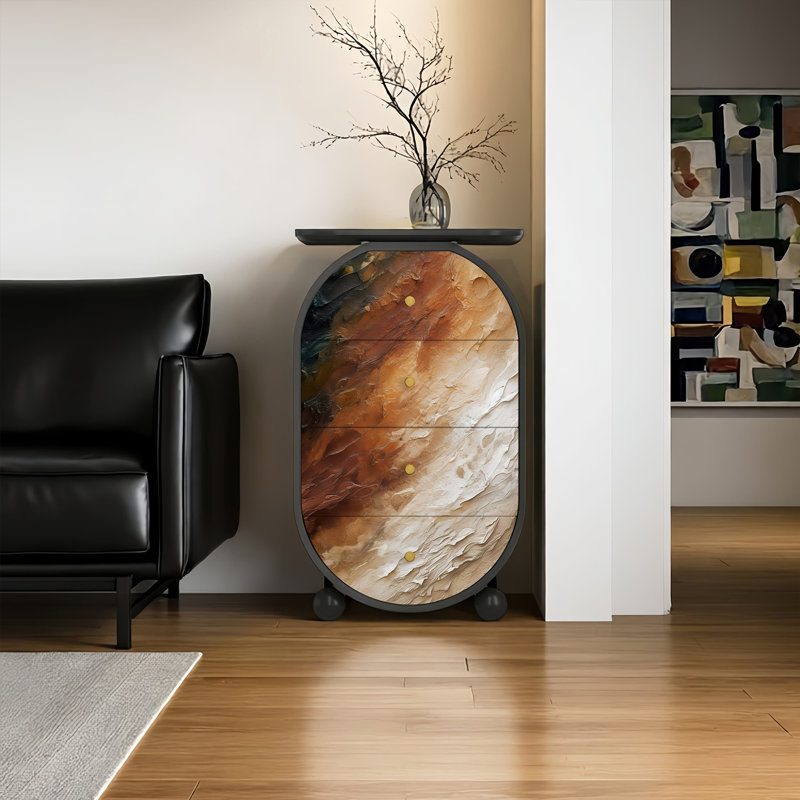 Commode décorative 4 tiroirs en bois massif
