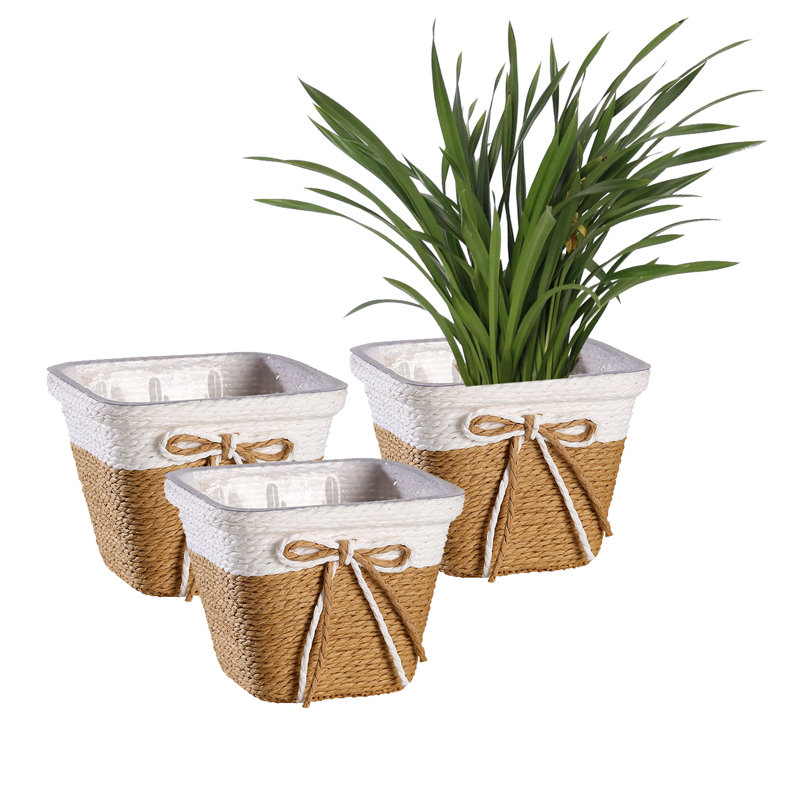 3PCS Paper Rope Flower Planter Decorative Flower Basket , Flower Pots Cover, Plant Containers,