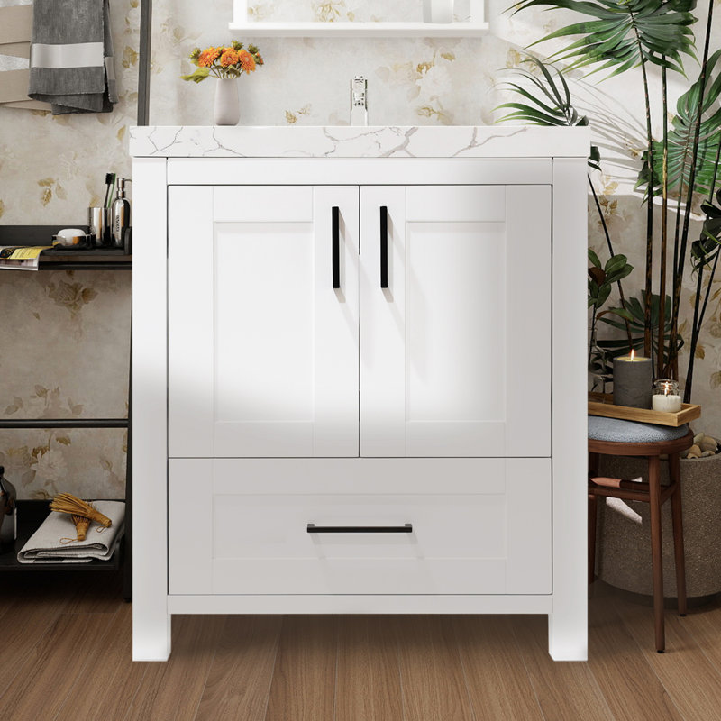 Ensemble de meuble-lavabo simple 29,5 po avec dessus en quartz Hyle