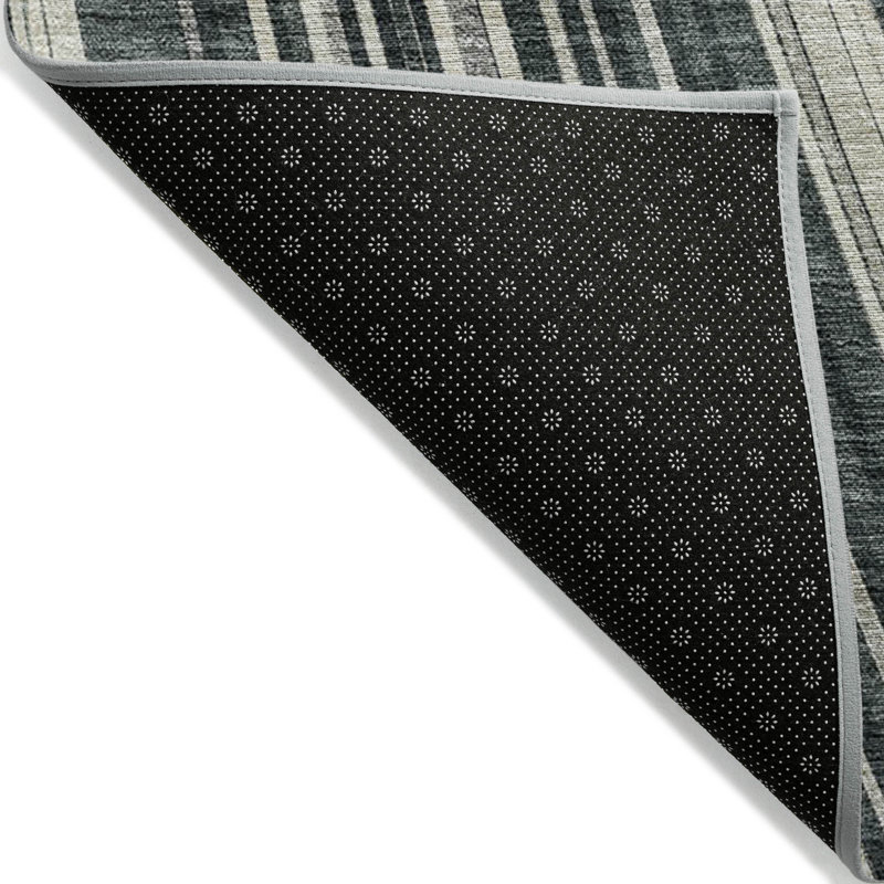 Tapis extérieur lavable rayé noir et ivoire 9 pi x 12 pi