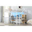 Lit mezzanine en métal blanc avec bureau intégré, escalier de rangement, garde-robe et éclairage à DEL coloré, structure solide pour lit de stabilité, garde-robe, 7 couleurs DEL, appartements