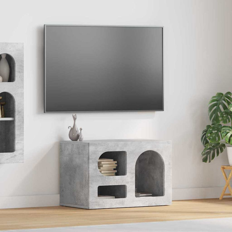 Unfinished TV Stand, 40cm H x 60cm L x 35cm W, Concrete Grey