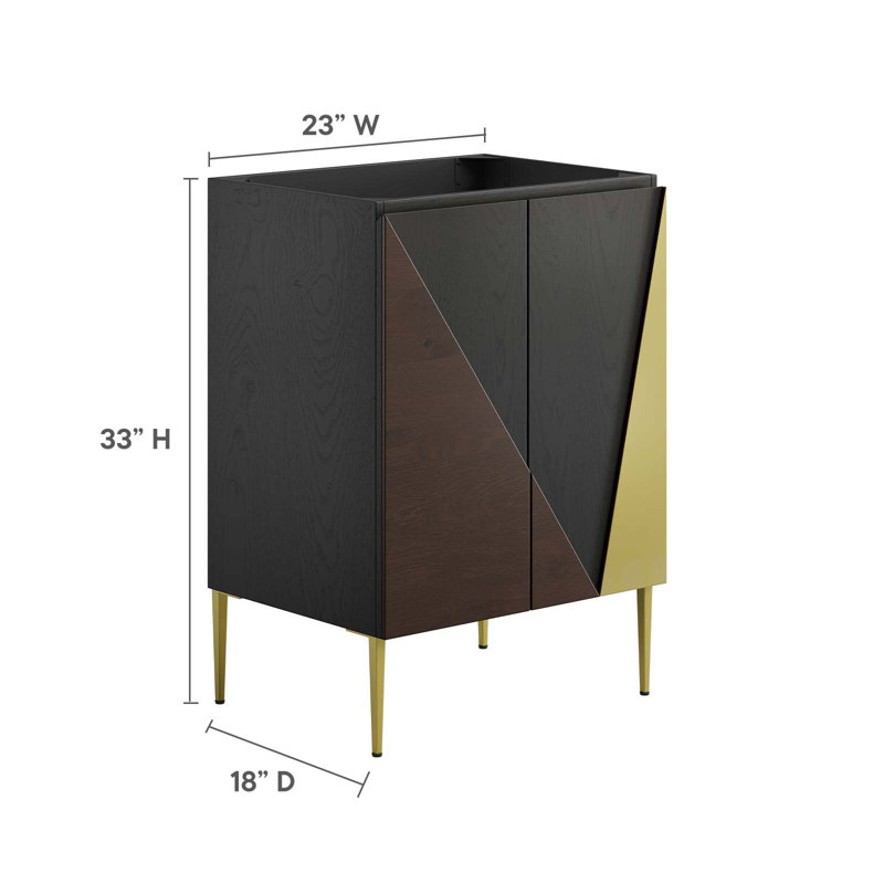 Alchemist 24" Black and Gold Oak Veneer Bathroom Vanity Cabinet