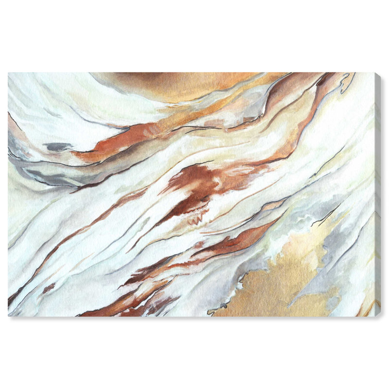 Gold Splashes Abstract Canvas Wall Art in Wooden Frame