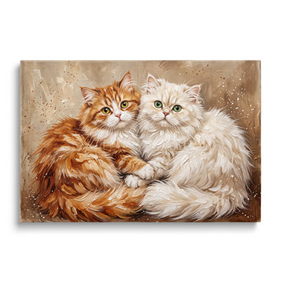 Toile multicolore représentant deux chats, nature morte, peinture à l'huile, portrait d'animal de compagnie, art mural pour salon, salle à manger et chambre.