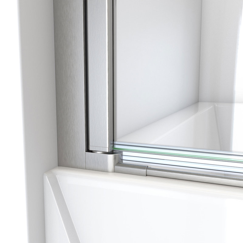 DreamLine Aqua-Q Swing 34 inch W x 72 inch H Frameless Swing Shower Door in Brushed Nickel, 34", Brushed Nickel