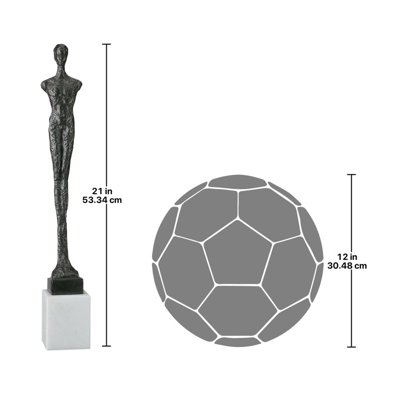 Contemporary Iron Male Form Sculpture on Marble Base, 24" Height