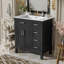 Meuble-lavabo de 30 po avec lavabo en céramique, armoire de rangement moderne avec portes à fermeture douce, tiroir profond et tiroir standard, meuble-lavabo élégant pour les petites salles de bain-129651368-129651371