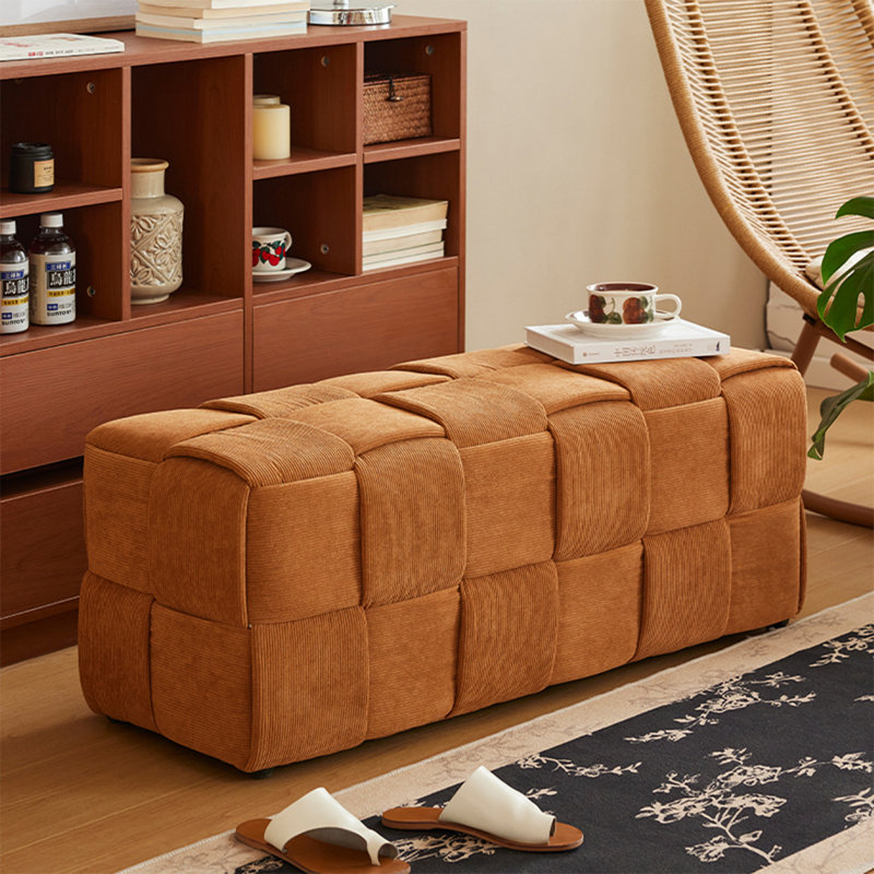 Upholstered Bench, Orange