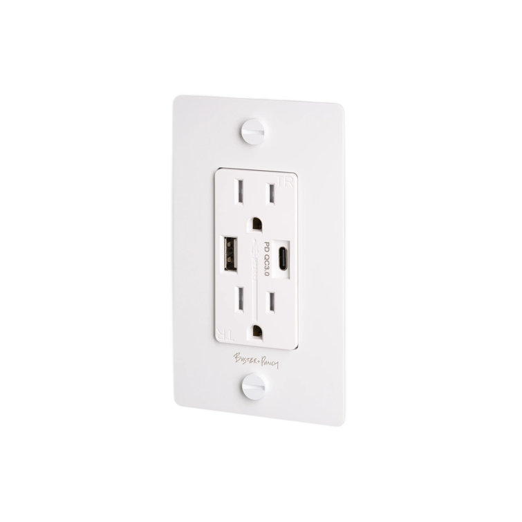 1G Combination Duplex Outlet And USB-A + C Charger / With Logo 