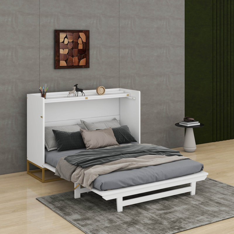 Grand lit escamotable avec pieds en fer, Blanc