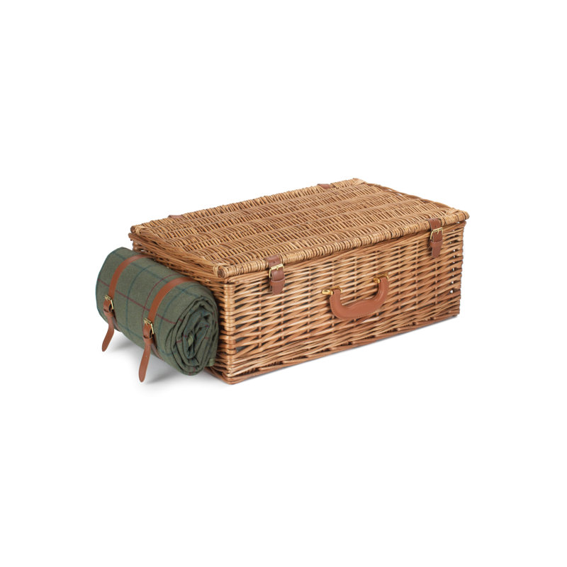 Wicker Deluxe 4 Person Picnic Hamper with Tweed Lining