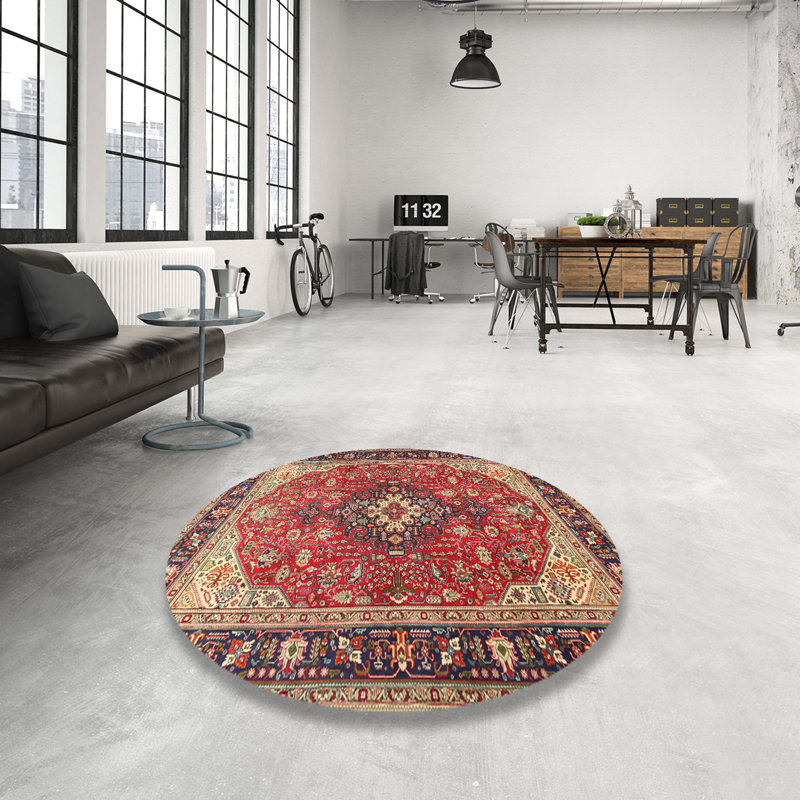 Tapis de style oriental rouge, Rond 4 pi