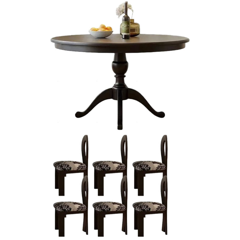 Table de salle à manger Retro American-French, H 29,9 po x l 39,4 po x P 39,4 po, 7 pièces : table, 6 chaises