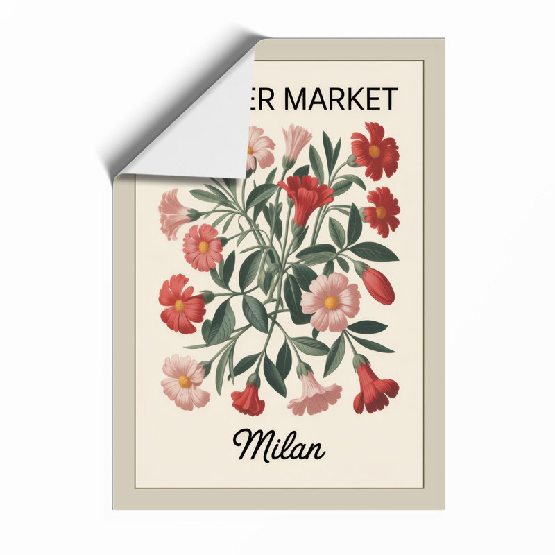Flower Market Milan Botanical - Framed Print, A1 - 84.1 x 59.4 cm, Unframed