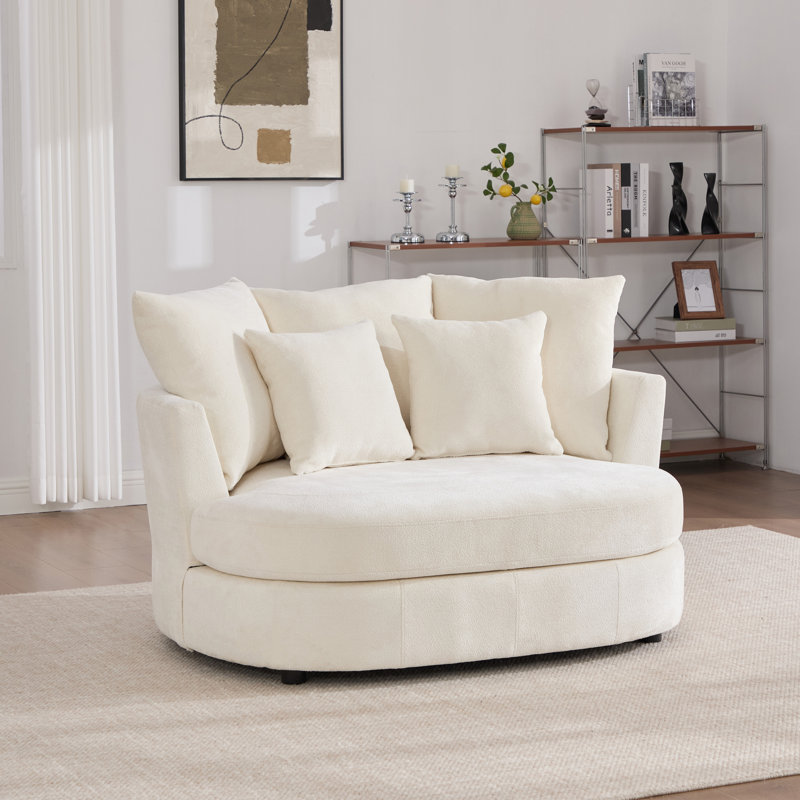 Fauteuil demi-tonneau 54,9 po, Chenille beige