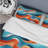 Blue And Orange Swirling Harmony Waves IV Polyester Abstract Duvet Cover Set-1205397025