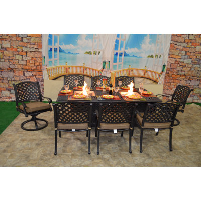 Wes 9 Piece Dining Set with Cushions