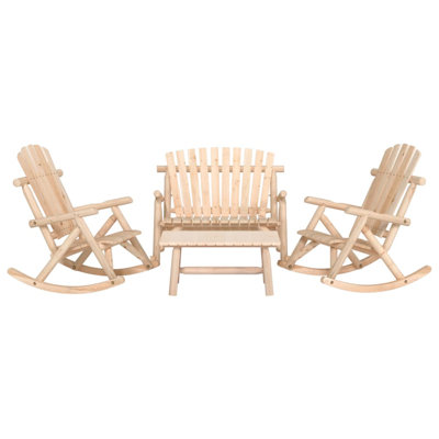 Johnsburg 4 Piece Garden Lounge Set Solid Wood Spruce