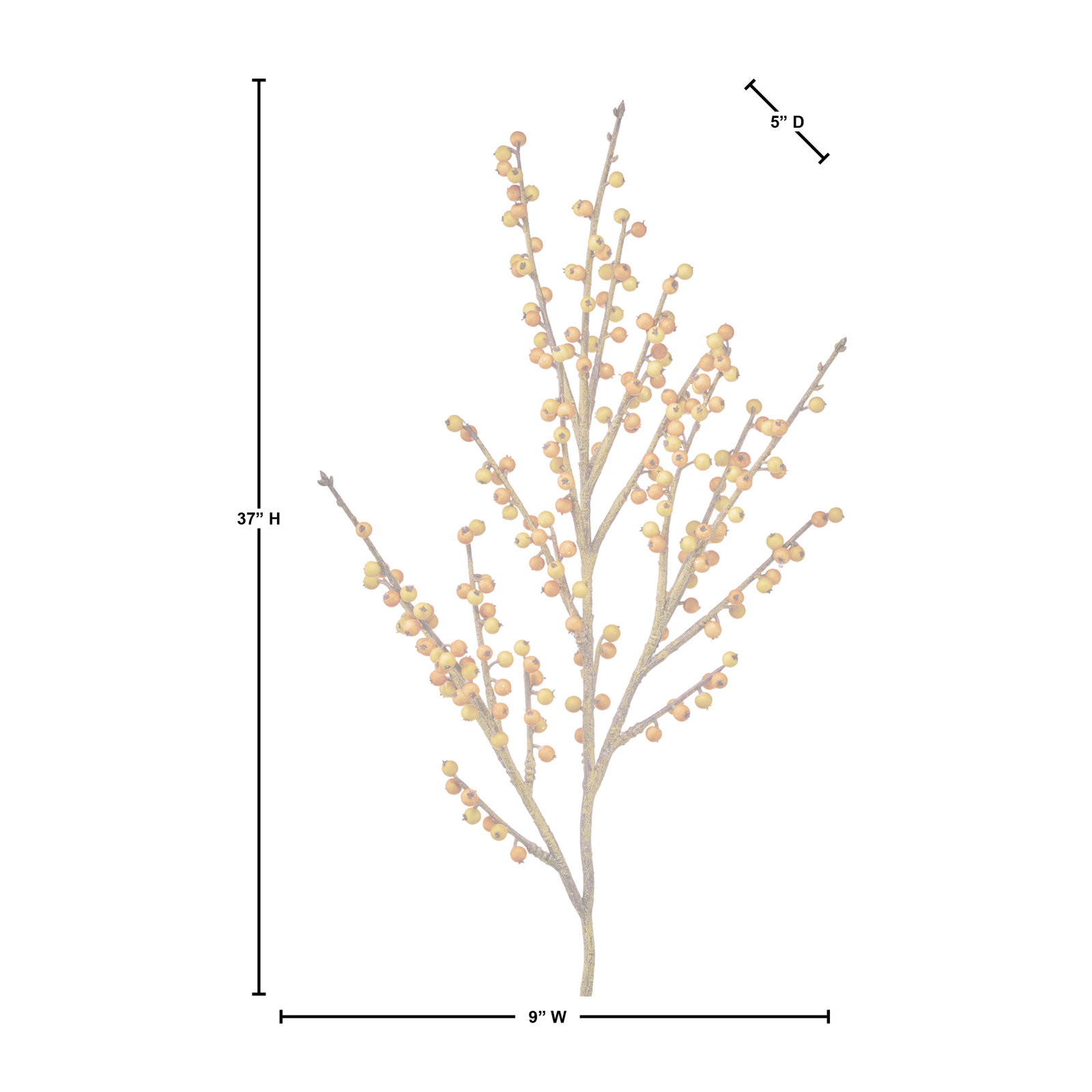 37"Uv Autumn Ilex Berry Spray, Yellow