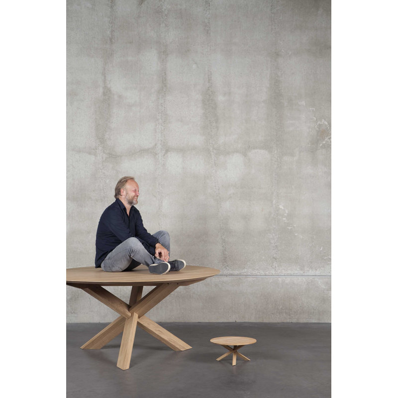 Round Solid Oak Dining Table, 64.2" W x 64.2" L