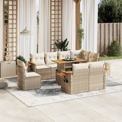  Ensemble de canapé de jardin beige