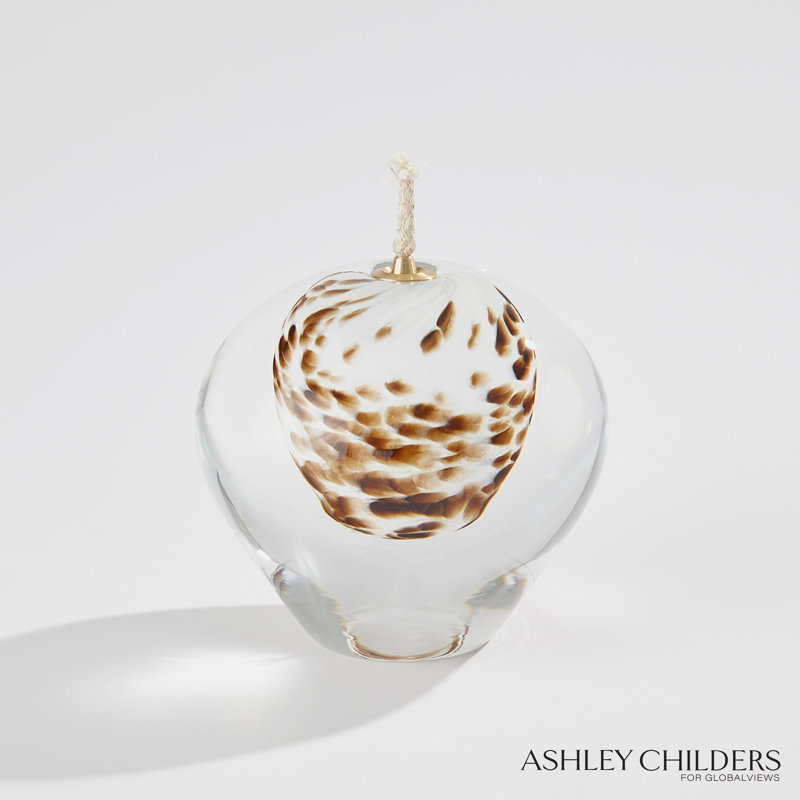 Daphne Oil Candle-Brown Spots-Sm, 4.5" H x 4.5" W x 4.5" D
