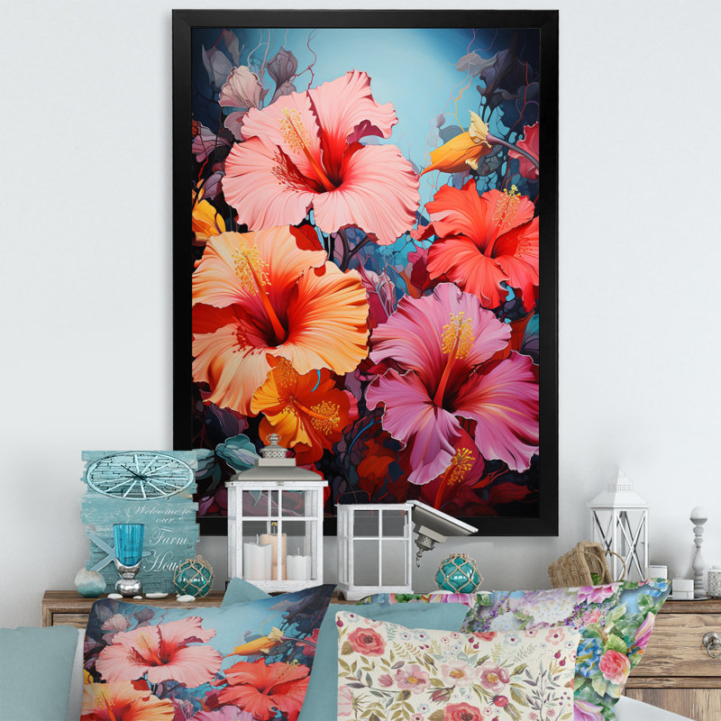 Biondi Hibiscus Hibiscus Harmony II sur toile, Cadre photo noir, H 40 po x l 30 po x P 1,5 po