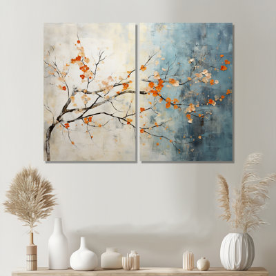 Érable orange sarcelle brillant, braises V - impressions d'art traditionnelles sur toile