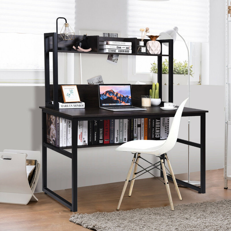 Metal Base Writing Desk, Black