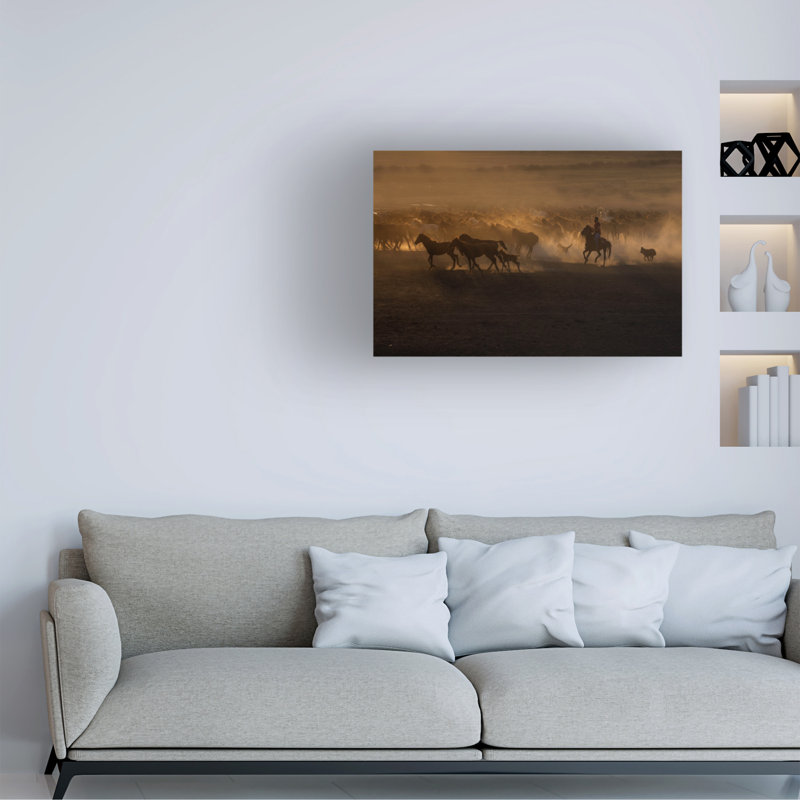 Ramiz sahin, beau pays des chevaux, art sur toile, H 16 po x l 24 po