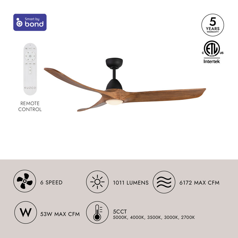 Baylor 60-in White dimmable dimmable LED Ceiling Fan
