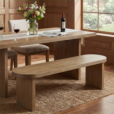 Banc de salle à manger Warm Pine Finish, siège d'intérieur pour la cuisine et la salle à manger, siège en pin massif pour 3 personnes