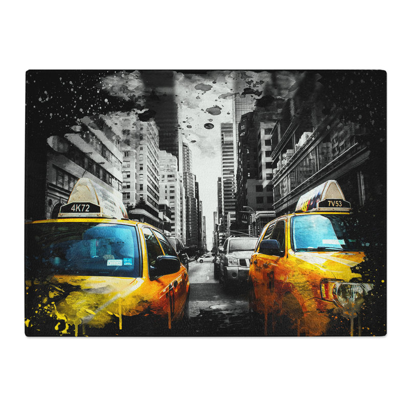 Yellow Taxi Cab New York City No.1  Glass Chopping Board