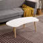 Table basse en bois massif avec pieds en forme d'écrou, 43 po x 21 po, blanc et chêne, facile à installer, spacieuse pour les boissons et les collations, s'harmonisant avec le salon