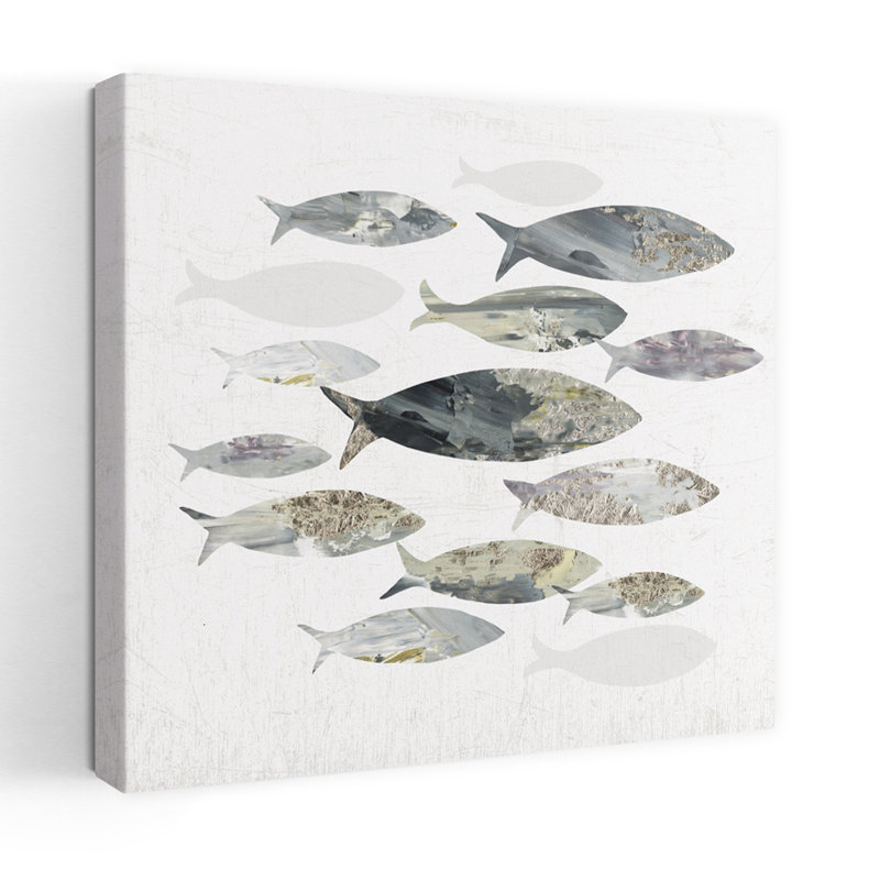 Gone Fishing I Minimalist; Art moderne à motifs modernes, H 18 po x l 18 po