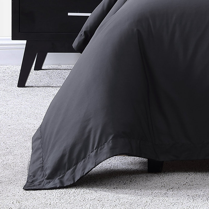 Ultra Percale Duvet Cover Set, Carbon, Queen + 2 Standard Pillow Shams