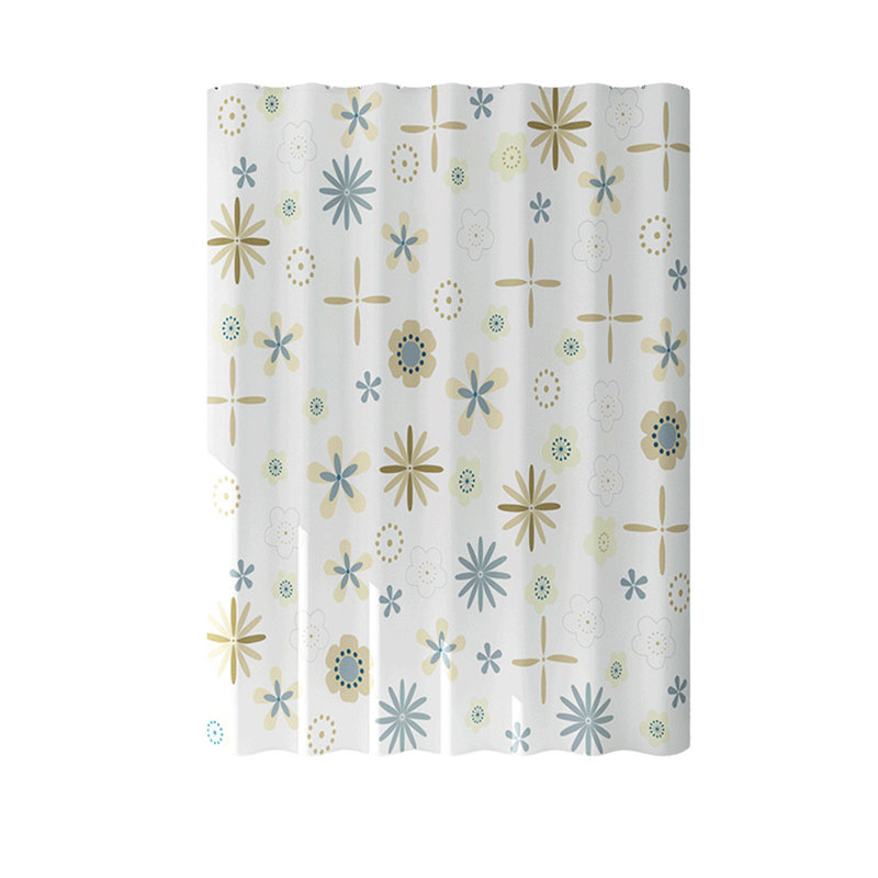 Rideau de douche en plastique imperméable avec crochets à motif de poissons et de fleurs bleues convenant à la décoration de salle de bain et de chambre