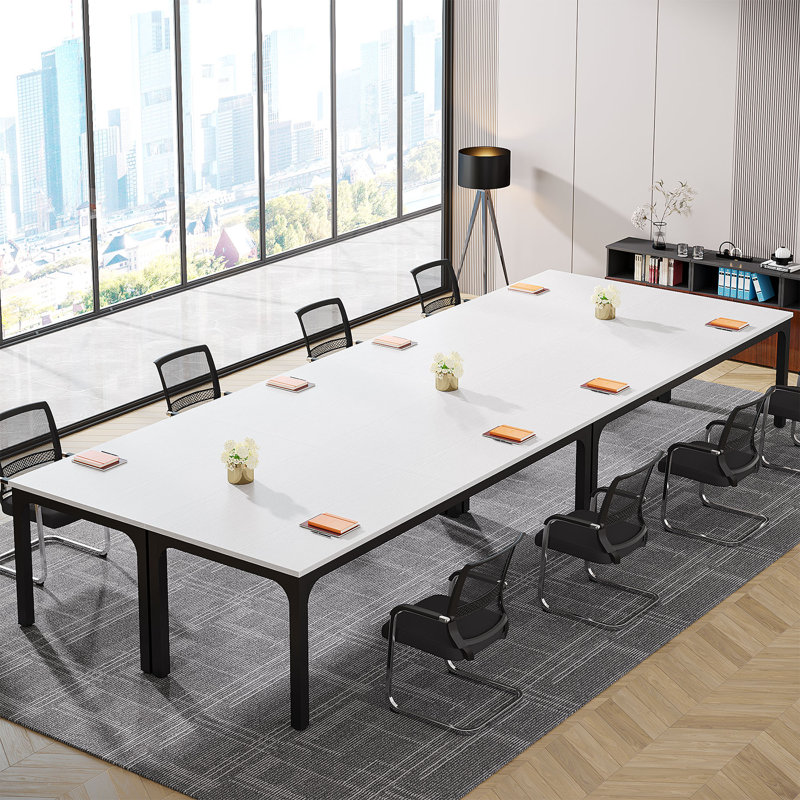 Mareme Rectangular Meeting Table, White/Black