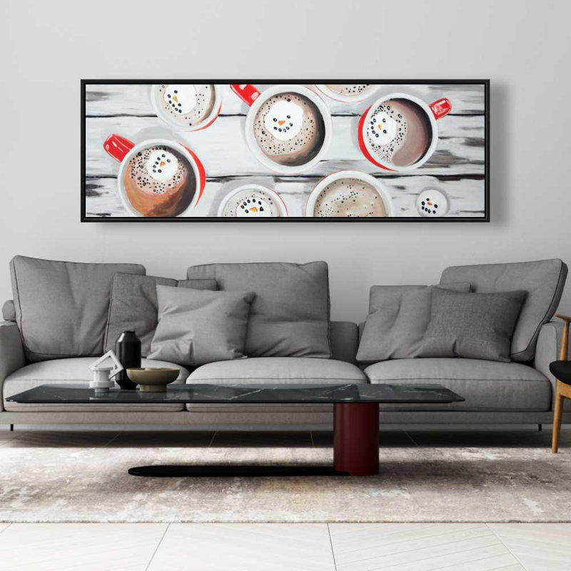 Holiday Hot Chocolate Canvas | Livingroom Decor Brown Frame