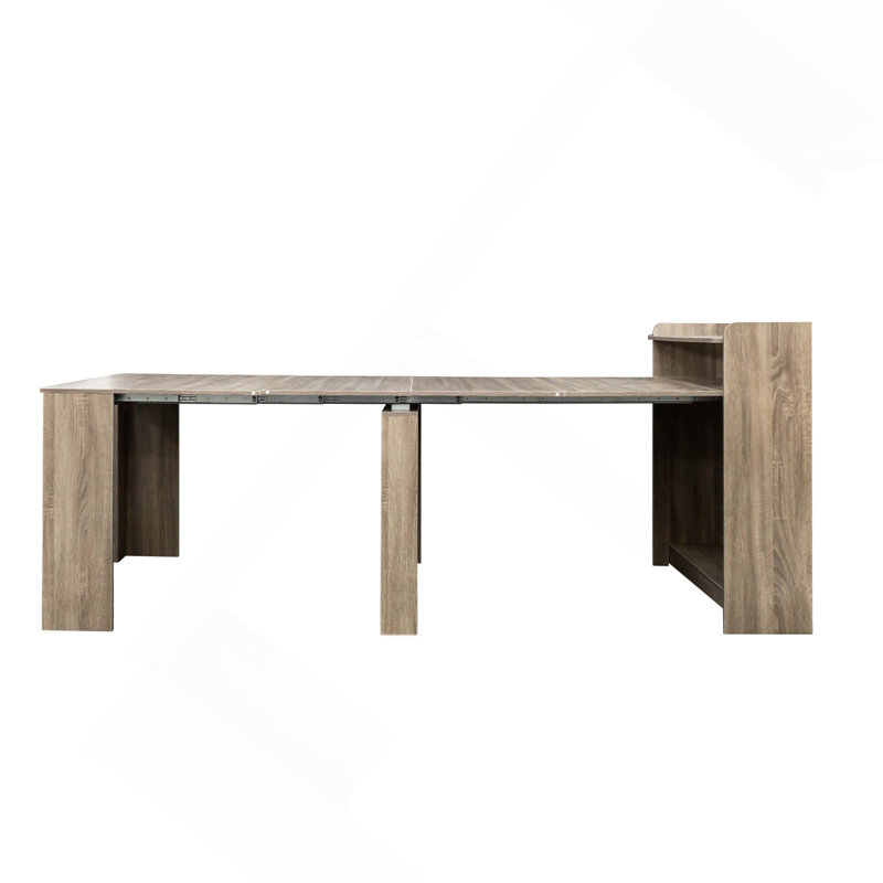 Table de salle à manger extensible avec feuilles de rangement et finition en mélamine Adapt, Barnwood