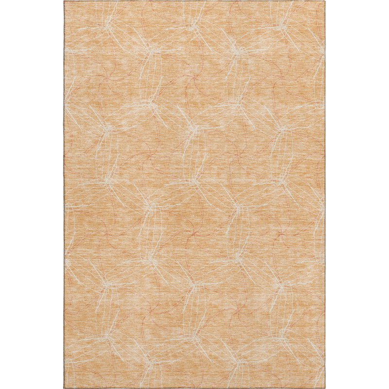 Premium Machine Washable Prisco Peach Rug, Rectangle 10' x 14'