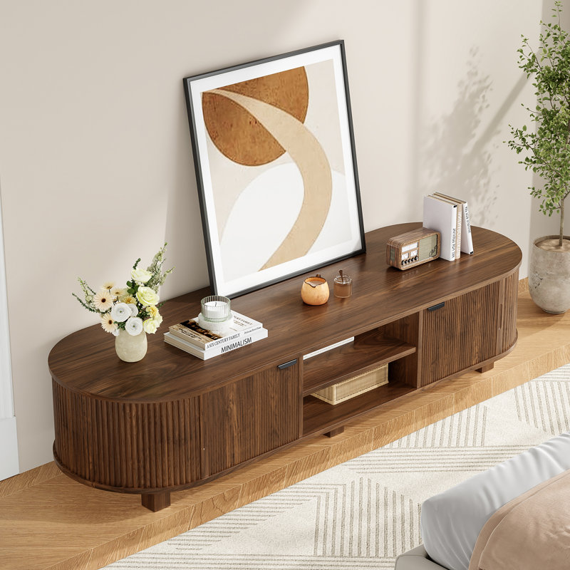 Modern TV Stand For Tvs Up To 75", Oak