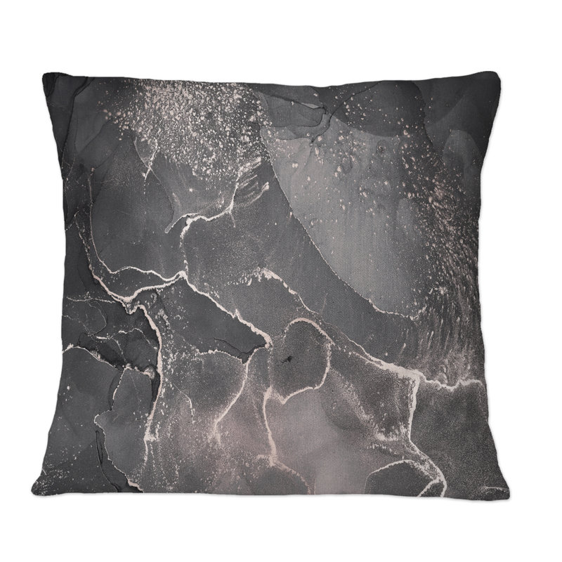 Coussin décoratif abstrait à imprimé abstrait gris et nuages transparents, 16 po x 16 po