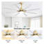 Ventilateur de plafond doré moderne de 66 pouces avec lumière DEL à intensité variable, ventilateur de plafond intelligent à 8 pales en ABS avec télécommande, moteur à courant continu réversible pour le salon, le bureau personnel