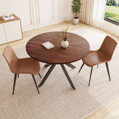 Eilee Wood and Faux Leather Dining Table Set